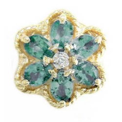B2307 14K SLIDE WITH TT AND DIAMOND CENTER/FLOWER DESIGN 
